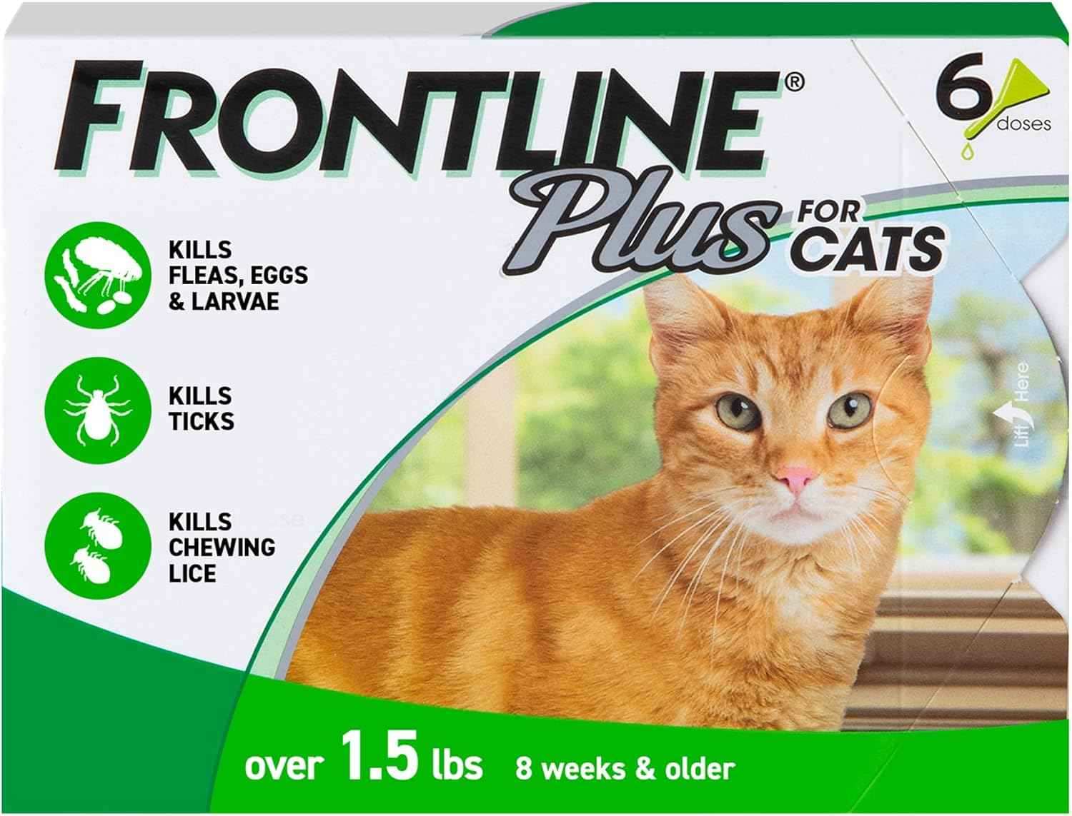 FRONTLINE Plus Cat Flea Treatment - Spot Treatment for Cat & Kitten (Green) - Count of 6 - Punch Bazar