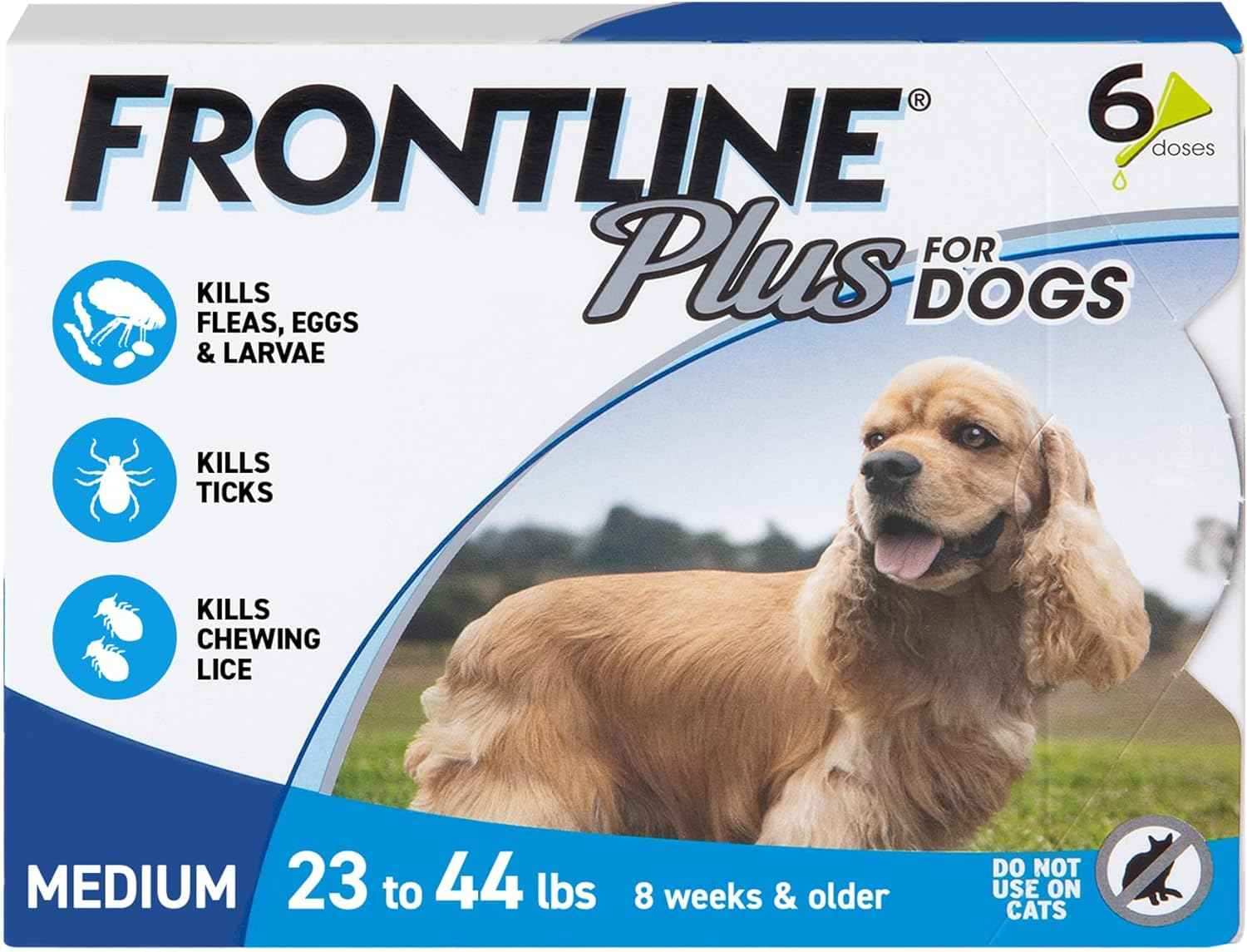 Frontline Plus for Dogs Flea Treatment - Medium Dog (23-44 pounds) - 6 Doses - Punch Bazar