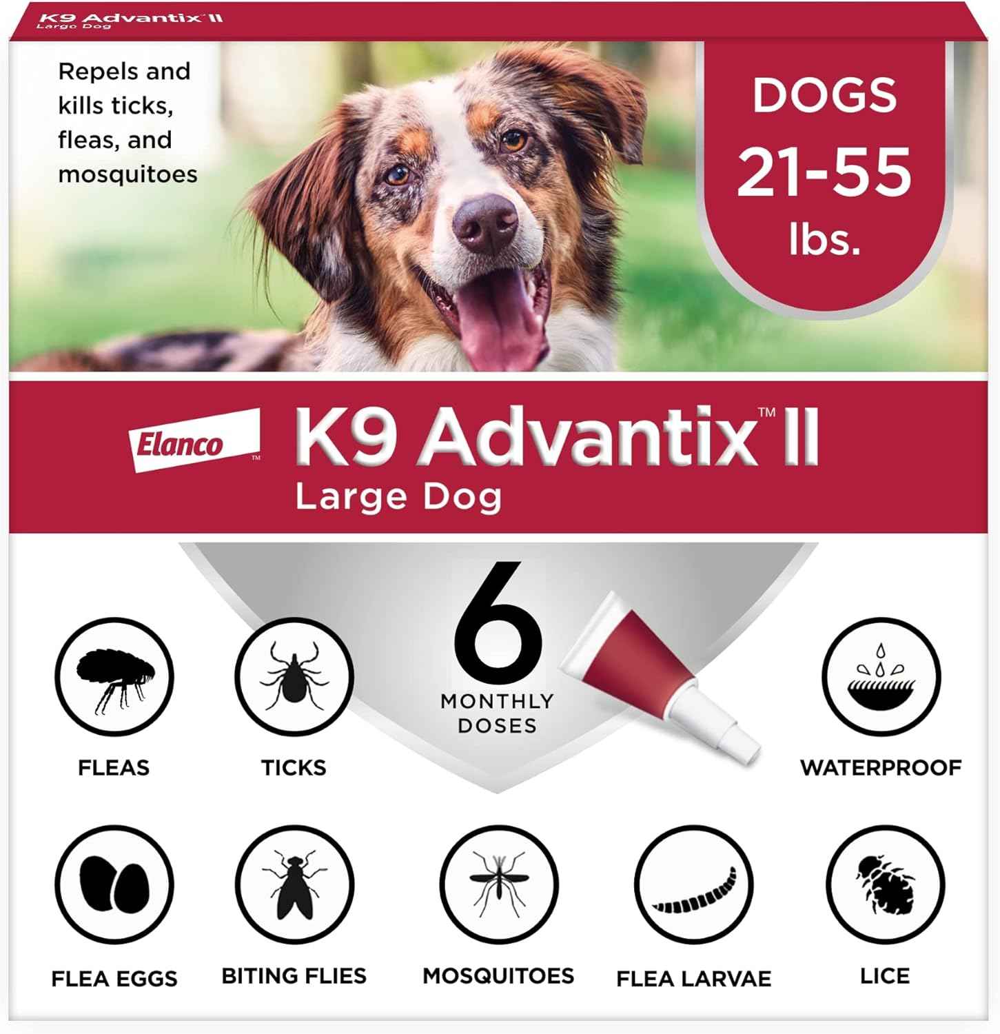 K9 Advantix II Large Dog Flea Treatment & Prevention for Dogs 21-55 lbs | 6-Mo Supply - Punch Bazar